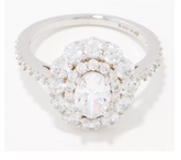 Diamonique Sterling Silver Clear CZ Double Halo Cocktail Ring Size 5